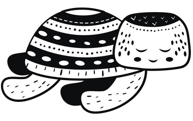 Sweet funny animal turtle, kids illustration