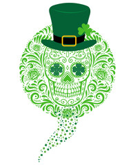 Sugar Skull Saint Patricks Day of Dead Skull