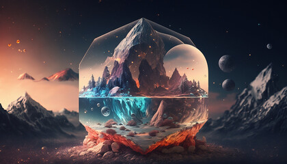 an excellent, extraterrestrial crystal in a fantastic world, concept art.  Created using AI.