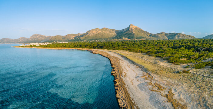 Sa Canova, Mallorca from Drone. Beach Aerial Photo