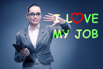 I love my job concept with businesswoman