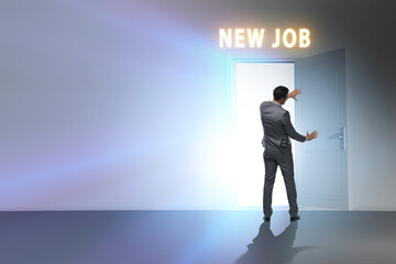 Fototapeta premium New job concept with open door