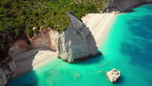 Remote Fteri beach on the Kefalonia island, Ionian sea, Greece