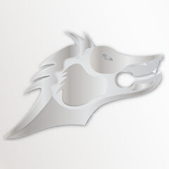 Design Head of Aggressive Wolf in silver color