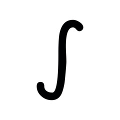 Black integral symbol in mathematics. Vector illustration isolated on white background.