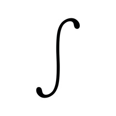 Black integral symbol in mathematics. Vector illustration isolated on white background.