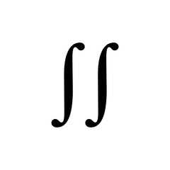 Double integral symbol in mathematics. Vector illustration isolated on white background.