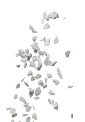 Rock gravel fall down pouring, gray stone pebbles rock explode abstract cloud fly. Construction...