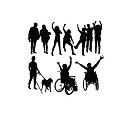 Happy and Enthusiastic People's Activities Silhouettes, art vector design