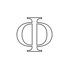 Black phi symbol icon. greek alphabet letter.
