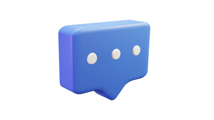 PNG 3D Rendering blue bubble chat with 3 dot