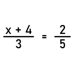 The proportion expression with variable. Solve for x in the proportion. Equations with two ratios. Vector illustration isolated on white background.