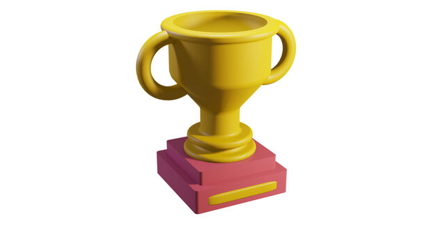 PNG 3D Rendering yellow tropy with red colow bellow it