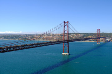 Fototapeta na wymiar The 25 de April Bridge (Ponte 25 de abril), Lisbon Portugal