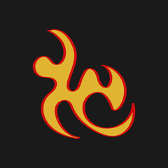 Cartoon with a red fire element in it. Old-fashioned seamless pattern.