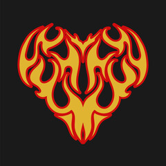 Cartoon with a red fire element in it. Old-fashioned seamless pattern.