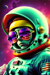 Astroboy, Space child, Space Boy, Vaporwave Astronaut, Generative AI