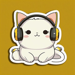 cat listening to music