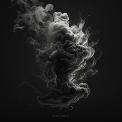 Smoke. Smoke explosion. Explosion of smoke on a dark background. Black and white smoke explosion. Generative AI.