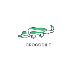 crocodile alligator predator reptile logo icon symbol, crocodile logo design with line art style