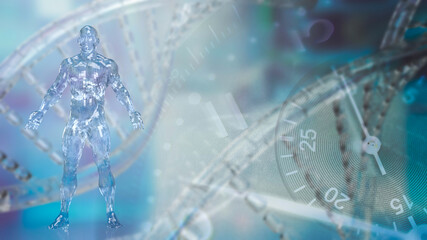 The human and cell background for sci or medical concept 3d rendering