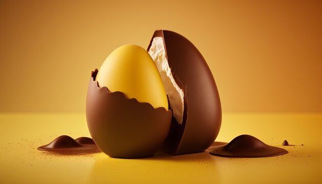 Realistic Chocolate Egg. AI Generative.