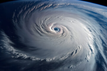 Big Hurricane or Typhoon View From Space: Satellite Image, AI Generated