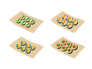 Vector hand drawn flat design Korean food illustration