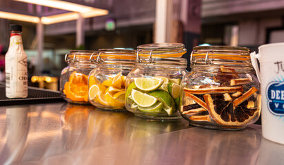 jars with lemon, lime and orange 