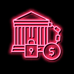 bankruptcy poverty problem neon glow icon illustration