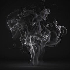 Smoke.Thin smoke on a dark background. Black and white thin smoke. Generative AI.