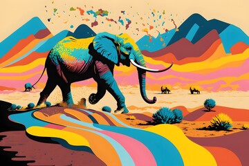 elephant in desert created using AI Generative Technology