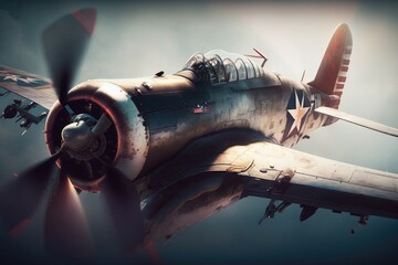 WWII Warplane Attacking in the Air Generative AI
 - obrazy, fototapety, plakaty