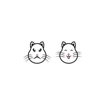 pouting and laughing cat emoji flat icon logo