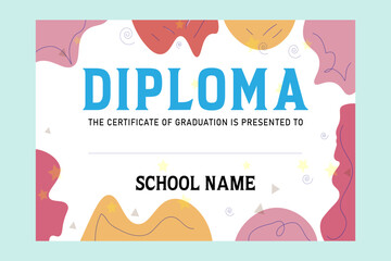 Cute diploma certificate background for kids