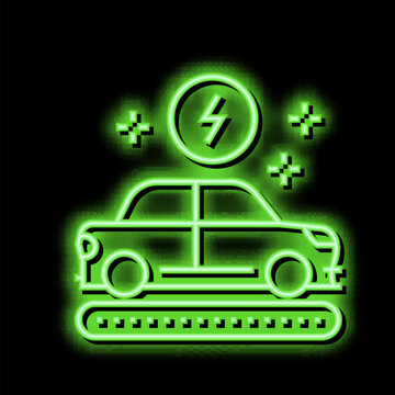 manufacturing electric car neon glow icon illustration