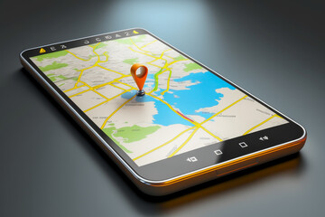 online map navigator on smartphone, transport concept, gps, generative ai