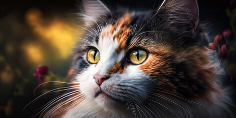 Portrait of a Calico Cat, Generative AI