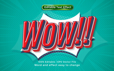 Wow text, comic background, 3d style editable text effect