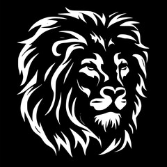 Lion Face - Black and White Isolated Icon - Vector illustration