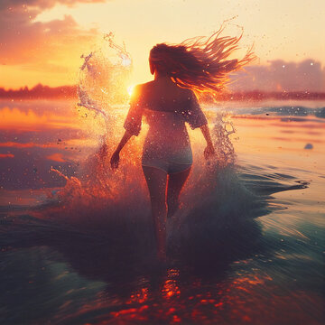 Garota no por do sol