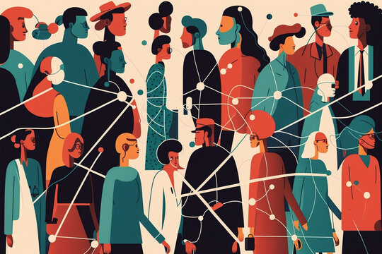 Illustration of people connection, network of pepople