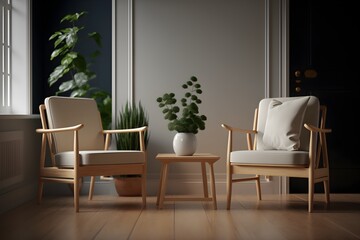 living room interior concept with two chairs made with generative AI