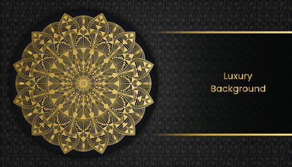 Mandala style decorative ornamental background. Beautiful floral mandala greeting card. Arabesque style decorative golden mandala.  decoration. India, Indian, Arabic, Damask, Asian, Turkish, Dubai,