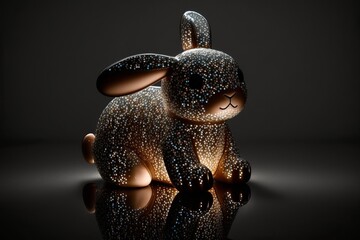 Shiny Easter Bunny Toy. AI Generative.