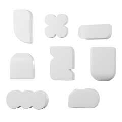 White blank button vector set. Button banner round