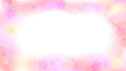 Fototapeta na wymiar オレンジとピンクの桜の花の幻想的なグラデーション背景　横長