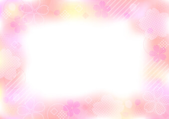 オレンジとピンクの桜の花の幻想的なグラデーション背景　横