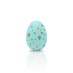 Happy Easter. Beautiful blue egg with different pattern isolated on a white background.