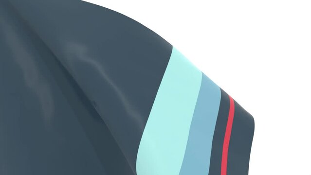 Waved flag textured by Seattle Kraken ice hockey team uniform colors. 3D render